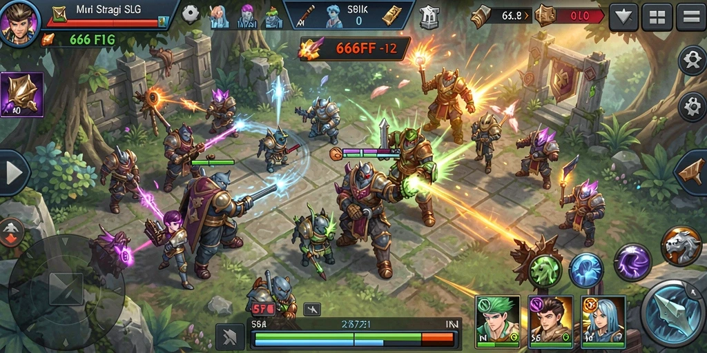 Screenshot gameplay 666FF menampilkan pertarungan strategi yang epik.