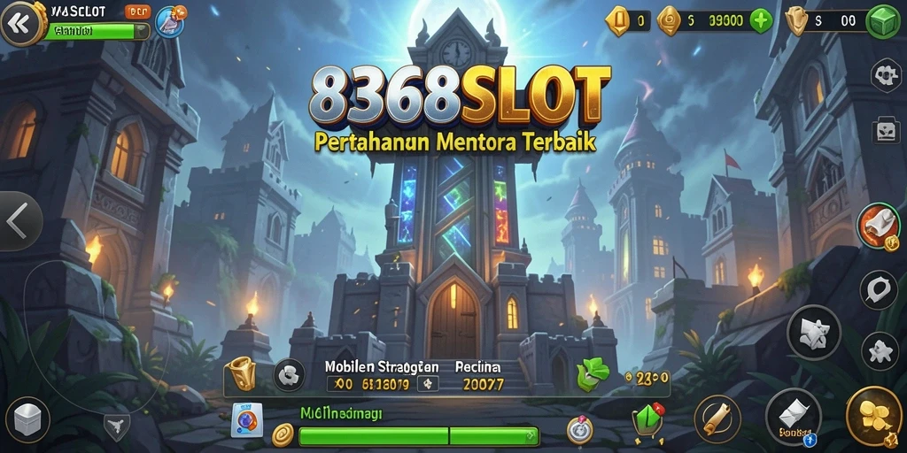 Tampilan gameplay menawan dari 8368SLOT dengan menara dan strategi pertahanan.