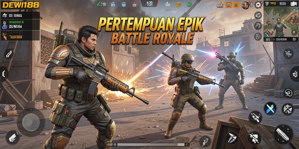 Gameplay intens DEWI188 dalam laga Battle Royale.