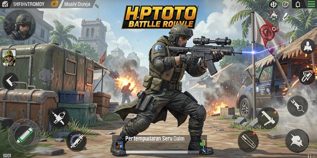 Gameplay seru dalam pertempuran Battle Royale yang mendebarkan.