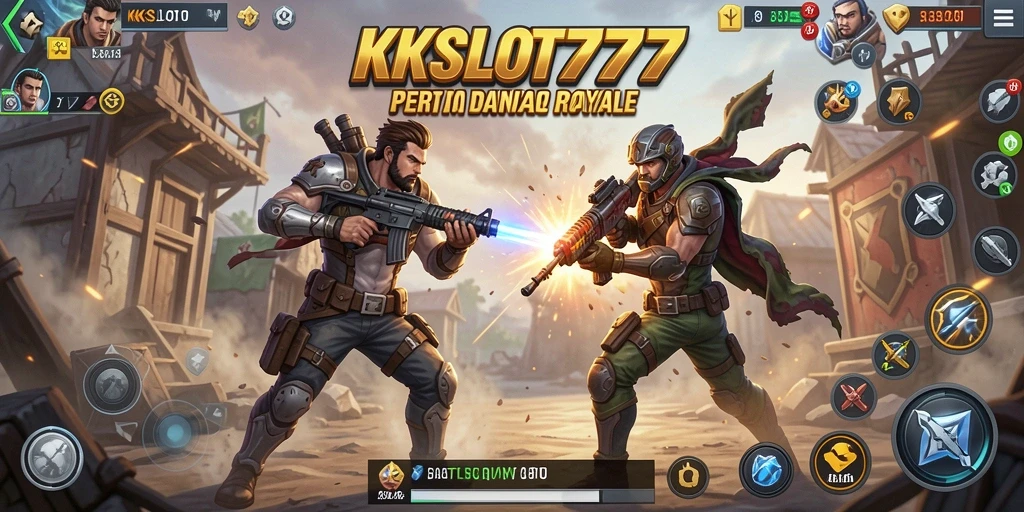 Tangkapan layar KKSLOT777 menampilkan aksi seru dalam pertarungan Battle Royale.