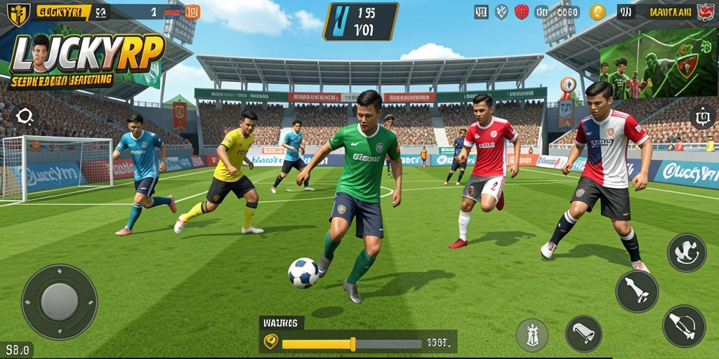 Tampilan gameplay LUCKYRP yang memukau dalam pertandingan sepak bola.