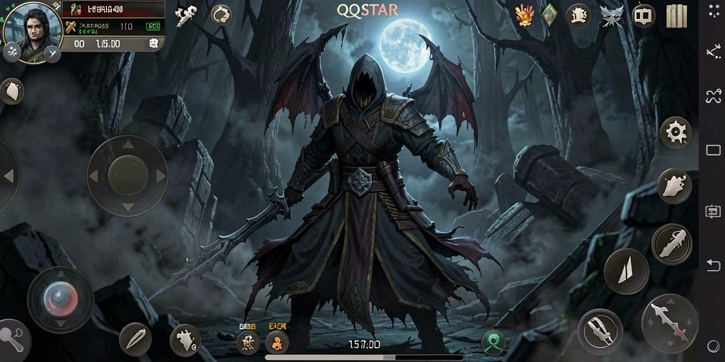 Tangkapan layar menampilkan suasana menakutkan dalam gameplay QQSTAR.