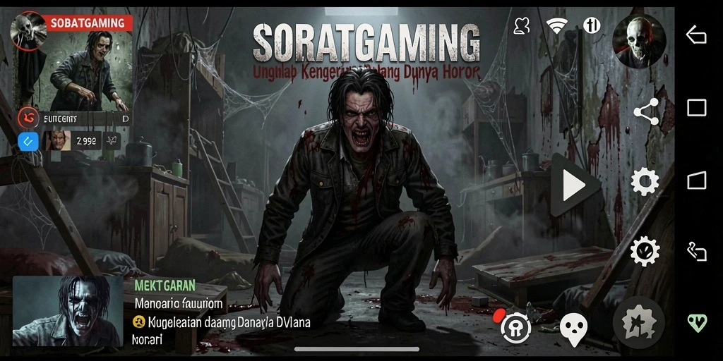 Tangkapan layar permainan menunjukkan ketegangan dalam atmosfer horor.