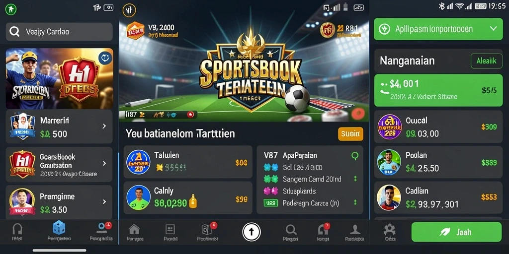 Tampilan utama V87 dengan interface yang menarik untuk taruhan Sportsbook.